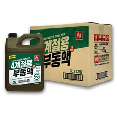 에이원 4계절용 부동액 냉각수 녹색, 3L, 4개