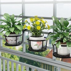 내일의공간 베란다 원형 화분걸이 1개, 블랙