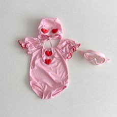 마이베베KC 하트모티브셔링수영복(수영복+모자세트)*S(돌전후)~L(5~6y)*