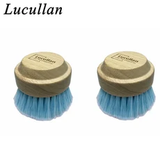 Lucullan 원목 손잡이 울트라 유틸리티 브러시 소프트 나일론 강모 인테리어 휠 가죽 플라스틱 청소에 적합, 02 2PCS Wood Brh
