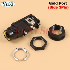 오디오 잭 커넥터 6.35mm 6.5mm 4핀/3핀 모노 암소켓 PCB 패널장착 마이크 섀시 어댑터, 4in1 Side 3P Gold, [27] 3pin Silver