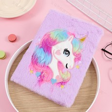 유니콘 다이어리 보들보들 레인보우 유니콘 수첩 노트 일기장, 1개, 핑크