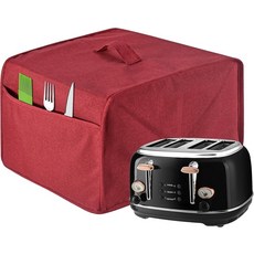 포켓 2개 먼지 및 지문 보호 기능이 있는 빨간색 토스터 커버 세탁기 사용 가능2조각, 4 Slice, Red