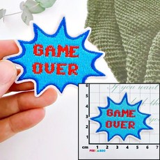 皮卡布 英文文字刺繡布貼 Patch, 1個, game over,熱熔膠