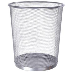 工業風金屬黑網垃圾桶，鐵製廢紙簍收納筒，辦公室家用垃圾筒【JJ0006】, 銀色