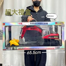 DFMEI 兒童大號無線遙控車男孩電動遙控車跑車賽車機構新年禮品大禮盒, 1個, 666-889合金版遙控噴霧挖掘機【2色隨機】:如圖