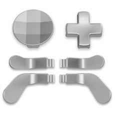 엑스트림레이트 6 in 1 메탈릭 로즈 골드 마그네틱 스테인리스 스틸 D패드 교체 백 패들 엑스박스 엘리트 및 엘리트 시리즈 2 컨트롤러용 방향 키 백 버튼, Metallic Silver