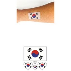 태극기 타투 응원 스티커 일회용 물타투 월드컵 축구 소품, 1개, 단품