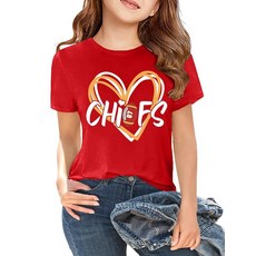 QAUN 남아 여아 게임 데이 셔츠: 축구 티셔츠 팬 선물 상의 풋볼 팀 반소매 티 5-13세 Red1. 7~8세