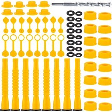 OCGIG 가스통 주입구 교체용 49개 세트 유연한 주입 노즐이 있는 노즐 나사식 캡 대부분의 1/2/5/10 갤런 오일 통에 적합 8개 키트 - 노란색, OCGIG 가스통 주입구 교체용 49개 세트 유연한 주