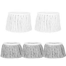 臺灣出貨純棉綫拖把頭旋轉墩布頭設計加厚全棉材質吸水強適配通用拖把桿日常清潔拖把替換頭配件適用, 精品純棉頭5個裝（2白3灰）, 1個