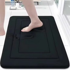 조약돌 양각 욕실 목욕 매트 산호 양털 미끄럼 방지 카펫 욕조 바닥 깔개 샤워 룸 도어 매트 메모리 폼 패, 04 60x90cm, 02 Black
