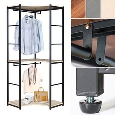 GD3273 코너 행거장 600 2단 드레스룸 옷장 오픈장, 블랙 멀바우