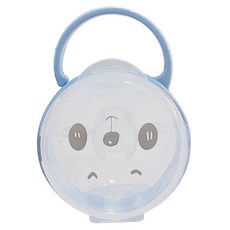 熊貓奶嘴盒 寶寶奶嘴收納盒 嬰兒奶嘴防塵盒 透明可視 帶提手, 熊貓奶嘴盒-藍色, 1個