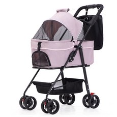 KOLKO 輕便寵物推車 舒適透氣可拆卸座艙 快速收車 寵物外出好幫手, 粉色, 1個