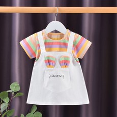 DIU 女童連衣裙夏季新款洋氣純棉薄款夏天短袖女孩兒童裙子