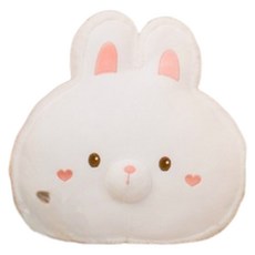 可愛動物造型靠墊 台灣現貨 老虎 柴犬 哈士奇 小豬 兔子抱枕 毛絨兔子 玩偶 居家靠背墊 汽車靠墊 抱枕 椅墊 午睡, 白色