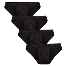 WINDAY 남성용 속옷 마이크로모달 비키니 심리스 통기성 브리프 4팩 블랙. 128431