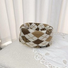 아동 겨울 목도리 남녀공용 스트라이프 보온 소프트 털, 베이지 체크