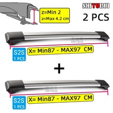 자동차 루프렉 가로바 2pcs 범용 도난 방지 잠금 카약 서핑 보드 지붕 크로스 바 도요타 포드 닛산 쌍용 기아 범용, s2s-s2s