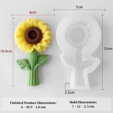 수제 비누 석고 디퓨저 스톤 몰드 DIY 데이지 꽃 해바라기 해바라기 아로마 테라피 양초 실리콘 몰드, 02 H-1027, 1개