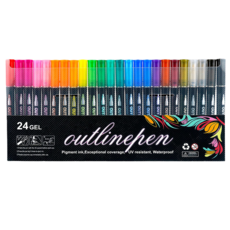 케이엠 세밀한 글리터 아웃라인 마카펜 데코용 반짝이펜, 1세트, 24색