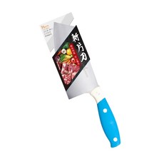 銀角百貨 切肉刀 切片刀 不鏽鋼菜刀 廚房菜刀 四角菜刀 剁刀 刀具, 1個, 肉片刀, 藍色