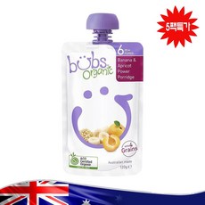 호주 유명 Bubs 유기농 이유식 바나나 살구 파워죽 Bubs Organic Banana & Apricot Power Porridge 6 Months+ 120g 5개묶음, 10개묶음