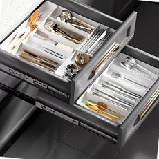 주방 서랍 수저통 칸막이 조절 가능 커트러리 정리함 식기 수납 트레이 주방 용품, 1개, 중형