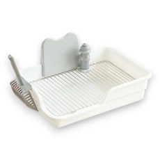 寵物尿盆/兔子便盆/狗廁所 - 防濺圍欄式寵物訓練便盆，狗狗如廁好幫手, 白色、黃色、灰色, 1個