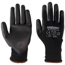 AQUAGLOVE PU止滑工作手套 耐磨透氣防護手套, 1個, 黑