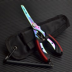 台灣本土貨 路亞鉗 翹嘴釣魚鉗子多功能路亞鉗便攜控魚鉗取魚摘鉤垂釣工具PE魚線剪子, 紅色/彩鈦+失手繩+鉗套, 1個