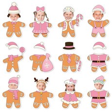 CPicdn 178피스 크리스마스 핑크 진저브레드 맨 컷아웃 DIY 사진 공예 컷아웃 벽 교실 게시판 장식 초등학교 칠판 용품 문 장식 115396