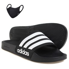 adidas 愛迪達 AD Aqua室內鞋拖鞋+時尚口罩, 275, 黑，白