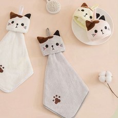 타올걸이 고리형 벽부착 주방용품 행주거치대 캐릭터 디자인 핸드타올 수건 정리, 1개, 아이보리