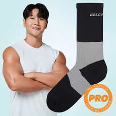 [셀버린 프로 레벨 양말 남자 중목] 발목보호대 크로스핏 마라톤 러닝양말 발목테이핑, 블랙