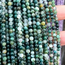 천연 석재 비즈 2 3 4MM 수생 녹색 이끼 마노 라운드 스페이서 비드 쥬얼리 만들기 DIY 팔찌 목걸이 매력 15'', Moss Agate, 3mm about 120pcs