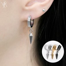 VARAM 써지컬스틸 팔각 다이아 드롭 원터치 귀걸이 남녀공용