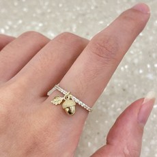 14k 18k 딸랑이 도토리반지, 골드, 7호, 1개