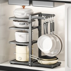 가남 후라이팬 정리대 다용도 프라이팬 선반, 블랙, 1개, 5단