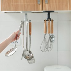 廚房旋轉式烹飪工具掛架, 白色, 2個