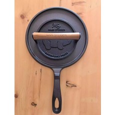 무쇠 스테이크 돼지껍데기 원형 누름팬 고기누름판, 25cm 얕은 프라이팬+18cm 돼지, 1개, 1cm