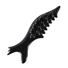 NORDITION 升級鯉魚刮痧板 - 魚型刮痧板 頭皮舒壓 點穴撥筋 氣結 經絡梳 牛角 刮痧紓壓按摩棒 美體, 黑色, 1個