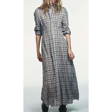 자라 체크무늬 셔츠 원피스 롱 드레스 4772303