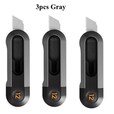 Deli Mini Pocket Knife нож Protable Utility Box Cutter Auto-Retract Upgraded Front Self-Locking S, 09 3pcs Gray