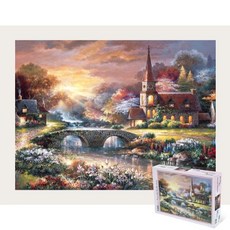 퍼즐피플 풍경 랜드마크 500피스 직소퍼즐, 평화의 마을 500피스 액자포함(우드화이트), 퍼즐유액 포함, 1개