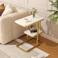 2단사이드테이블 북유럽 티테이블 E-0010, 화이트 골드