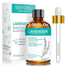 ENYORLI 라벤더 에센셜 오일 100ml(3.4온스) 크리스마스 선물 여성용 남성용 100% 천연 라벤더 오일 아로마테라피 디퓨저 마사지 헤어 스킨 케어 목욕 및, Lavender