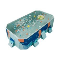 免充氣摺疊泳池，兒童游泳池，贈豪華戲水配件組，免安裝戲水池，摺疊泡澡桶，1-8人適用, 3米代夫藍【贈豪華戲水組】免充氣可折疊, 1個