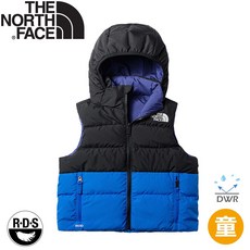 THE NORTH FACE 童 600FP 連帽保暖羽絨背心 藍色